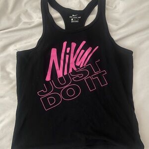 Nike Women's Black Tank Top with Pink Logo